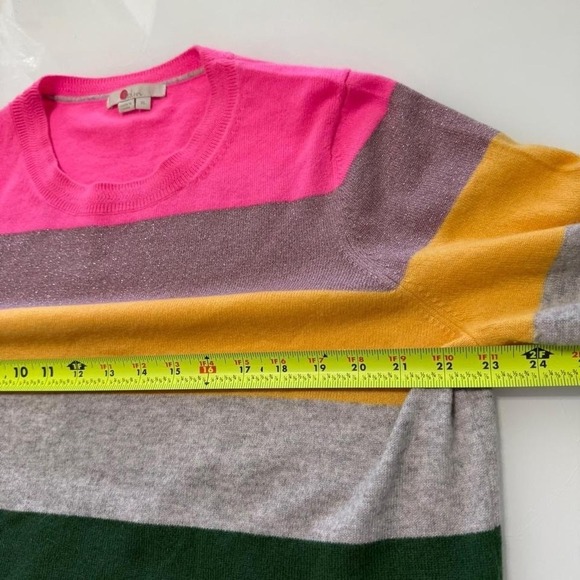 Boden Cashmere Blend Rainbow Stripe Sweater | Pink Green Yellow XL - Picture 6 of 8